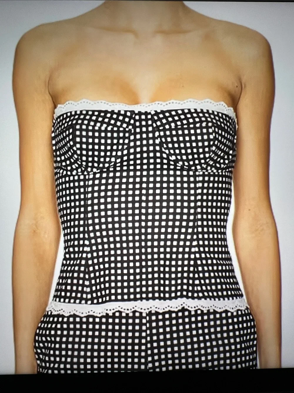 NWT WeWoreWhat Black & White Gingham Corset & Pant Set